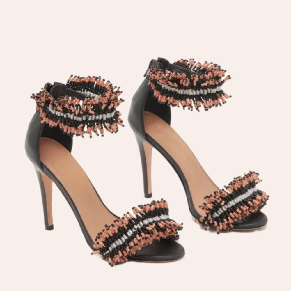 Ulla Johnson Zuzu Sandals Heels Size 38 US 8 Beaded